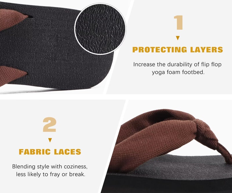 KuaiLu Flip Flops Women Arch Support Yoga Mat Comfortable Summer Beach Walking Thong Cushion Sandals Slip on Outfits Travel Essentials Orthotic Slides Indoor Outdoor Slippers Shoes Dark Brown Size 9 - Image 5
